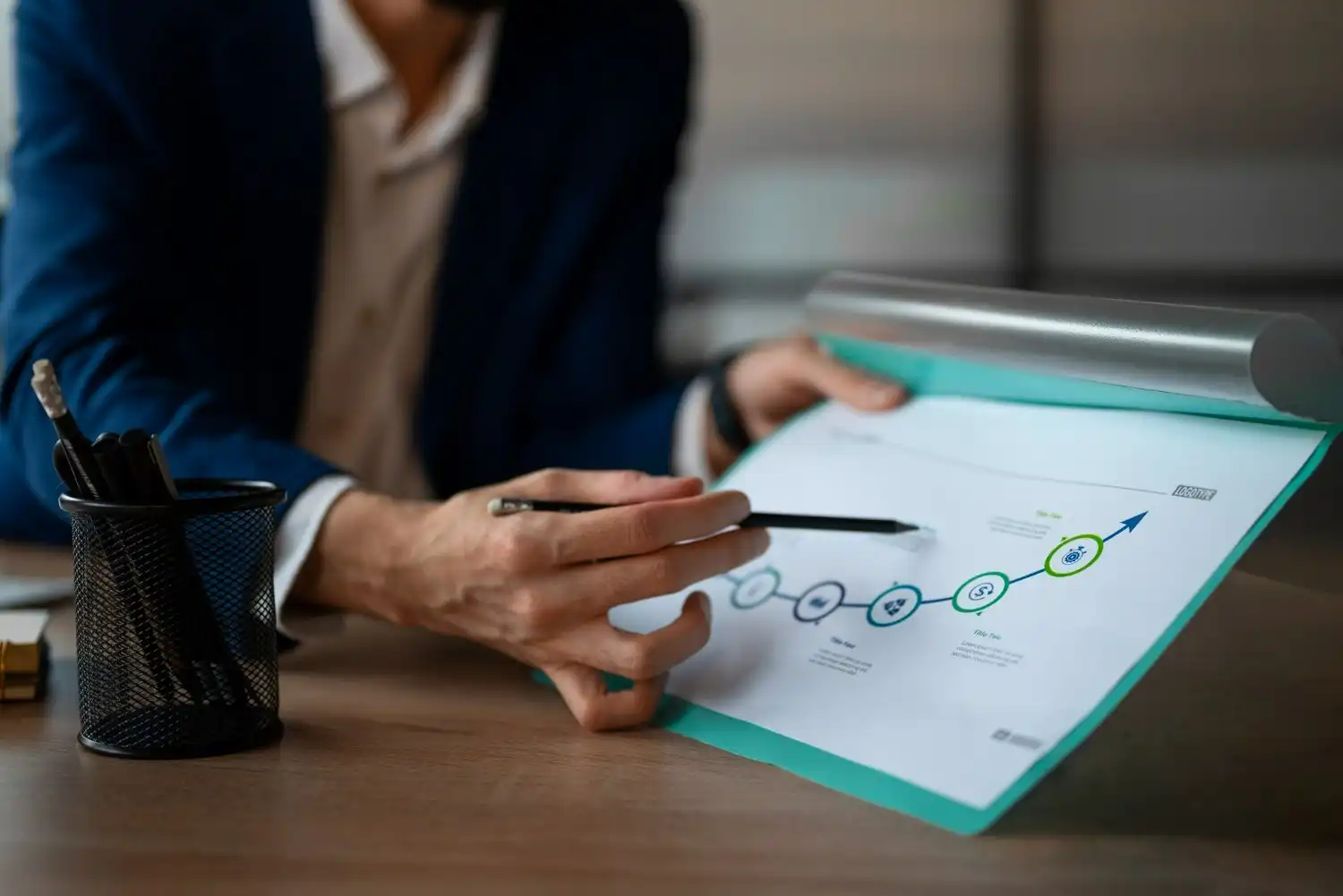 business growth roadmap chart showing upward trend and strategic milestones for financial success